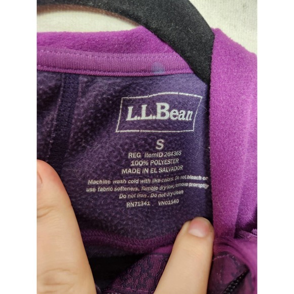 L. L. Bean Womens Track Jacket Hooded Fleece Full Zip Pockets Solid Purple S - Picture 3 of 6